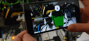 Current temperature of a machine displayed in AR.